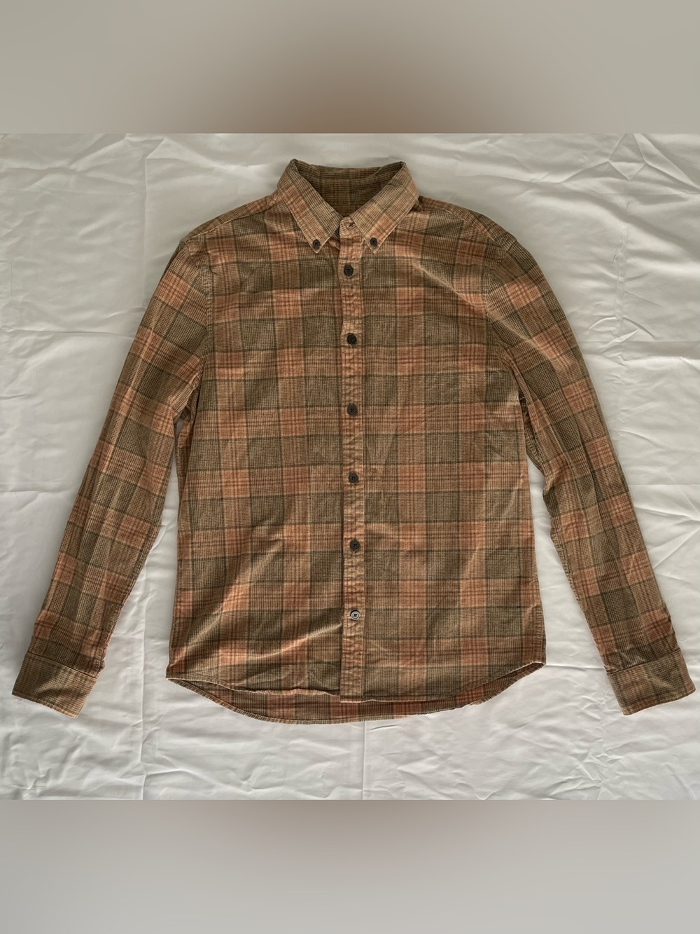 Express Men's Plaid Button-Down Shirt - Brown & Tan